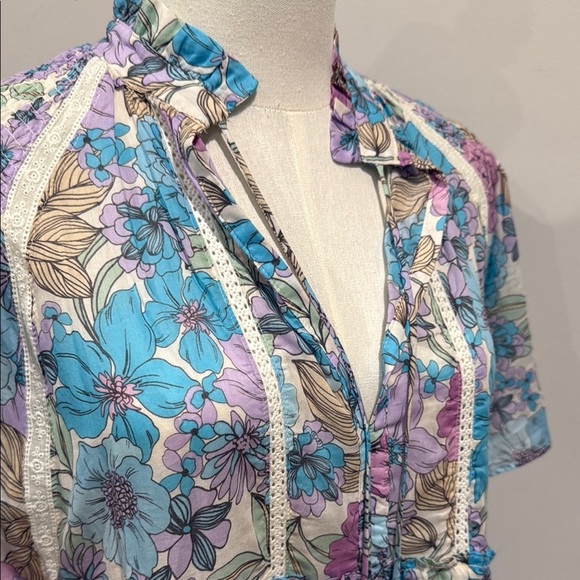 Karlie Size 2 Blue and Pink Tiered Sundress with Flutter Sleeves - Picture 9 of 16